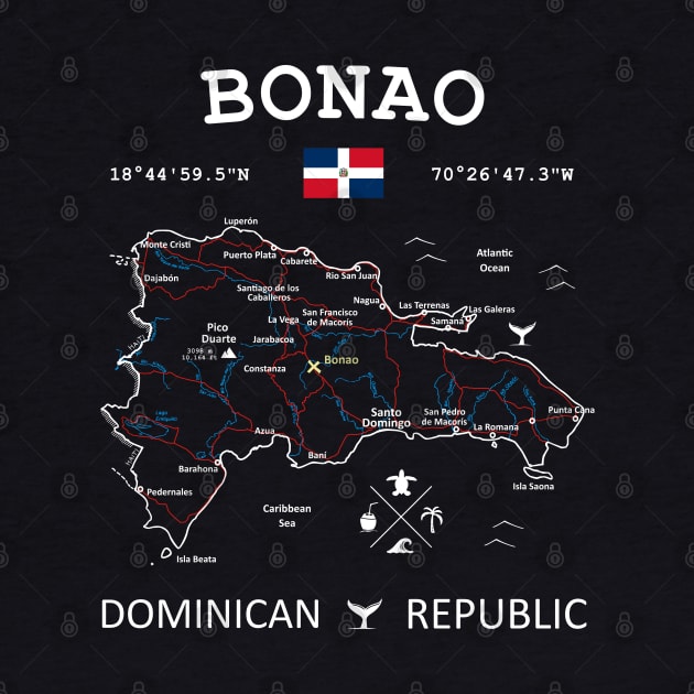 Bonao Dominican Republic Map by French Salsa